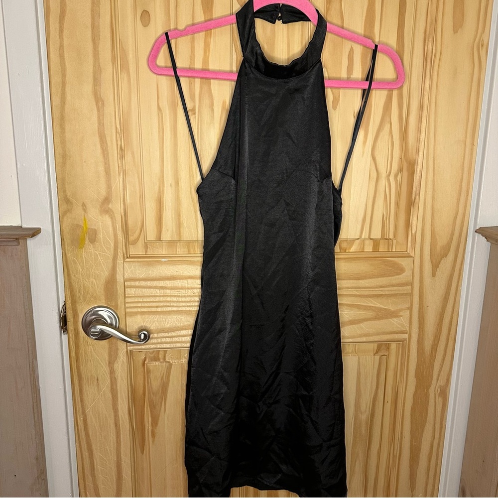 177 Urban Outfitters Black Halter Neck Slip Dress - Classic Women's Dress